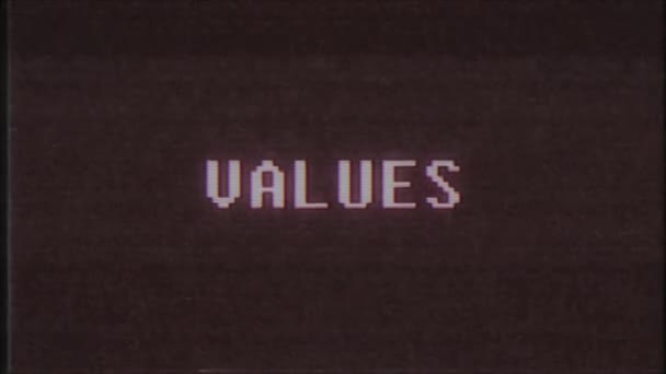 Retro videogame wartości słowo tekst komputer tv glitch zakłóceń hałasu ekranu animacja Płynna pętla nowe jakości uniwersalny vintage ruchu animowane tła dynamiczne kolorowe radosny wideo m — Wideo stockowe