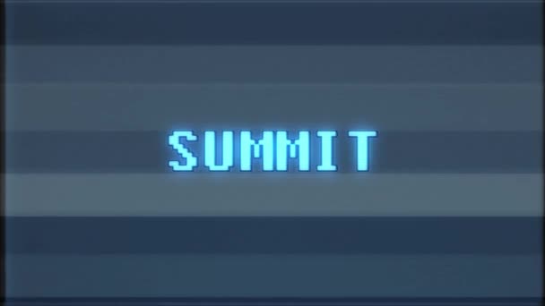 rétro jeu vidéo SOMMET mot ordinateur tv glitch interférence bruit écran animation boucle transparente Nouvelle qualité universel vintage mouvement dynamique animé fond coloré joyeux vidéo m 