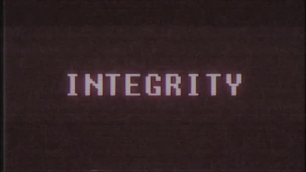 rétro jeu vidéo INTÉGRITÉ mot texte ordinateur tv glitch interférence bruit écran animation boucle transparente Nouvelle qualité universel vintage mouvement dynamique animé fond coloré joyeux vidéo m 