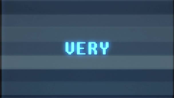 rétro jeu vidéo TRÈS mot texte ordinateur tv glitch interférence bruit écran animation boucle transparente Nouvelle qualité universel vintage mouvement dynamique animé fond coloré joyeux vidéo m 