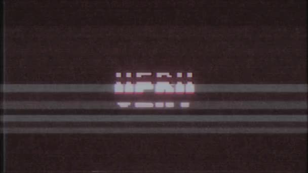 Rétro jeu vidéo TRÈS mot texte ordinateur tv glitch interférence bruit écran animation boucle transparente Nouvelle qualité universel vintage mouvement dynamique animé fond coloré joyeux vidéo m — Video