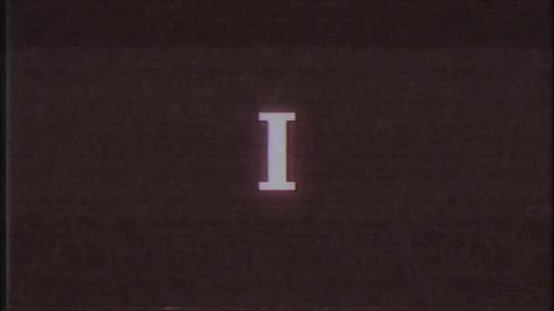 Rétro jeu vidéo Je mot texte ordinateur tv glitch interférence bruit écran animation boucle transparente Nouvelle qualité universelle vintage mouvement dynamique animé fond coloré joyeux vidéo m — Video