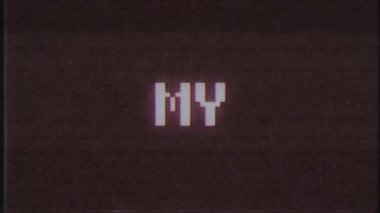 Retro video oyunu benim kelime metin bilgisayar tv arıza parazit gürültü ekran animasyon sorunsuz döngü yeni kalite evrensel vintage hareket dinamik animasyonlu arka plan renkli neşeli video m