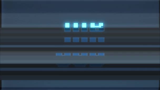 Retro videogame pracy słowo tekst komputer tv glitch zakłóceń hałasu ekranu animacja Płynna pętla nowe jakości uniwersalny vintage ruchu animowane tła dynamiczne kolorowe radosny wideo m — Wideo stockowe