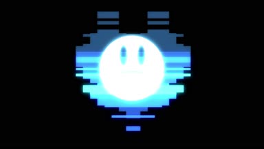 piksel kalp üzgün kızgın gülümsemek yüz simgesi aksaklık girişim hud holografik ekran sorunsuz döngü animasyon arka plan yeni dinamik retro vintage neşeli renkli video görüntüleri ile