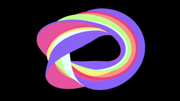 Colori tenui piatto 3D curvo arcobaleno ciambella caramelle senza soluzione di continuità loop astratto forma animazione sfondo nuova qualità universale movimento dinamico animato colorato gioioso video — Video Stock