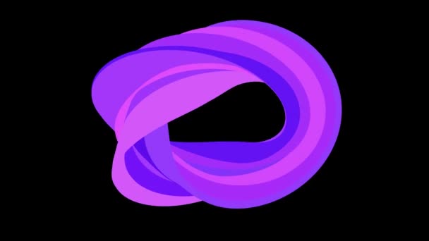 М'які кольори плоский 3D вигнутий фіолетовий пончик цукерки безшовна петля абстрактна форма анімаційний фон нової якості універсальний рух динамічний анімований барвистий радісний відеозапис — стокове відео