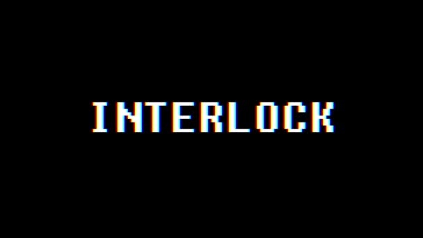 Retro videogame Interlock word tekst computer tv glitch-storingen lawaai scherm animatie naadloze loops nieuwe kwaliteit universele vintage beweging dynamische geanimeerde achtergrond kleurrijke vrolijke video m — Stockvideo