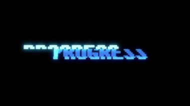 Retro videogame ilerleme kelime metin bilgisayar tv arıza parazit gürültü ekran animasyon sorunsuz döngü yeni kalite evrensel vintage hareket dinamik animasyonlu arka plan renkli neşeli video m