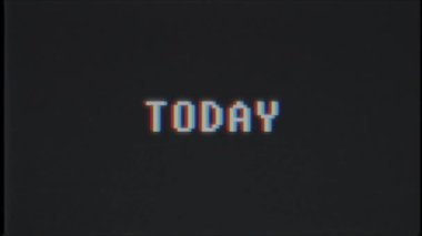 Retro video oyunu bugün kelime metin bilgisayar tv arıza parazit gürültü ekran animasyon sorunsuz döngü yeni kalite evrensel vintage hareket dinamik animasyonlu arka plan renkli neşeli video m