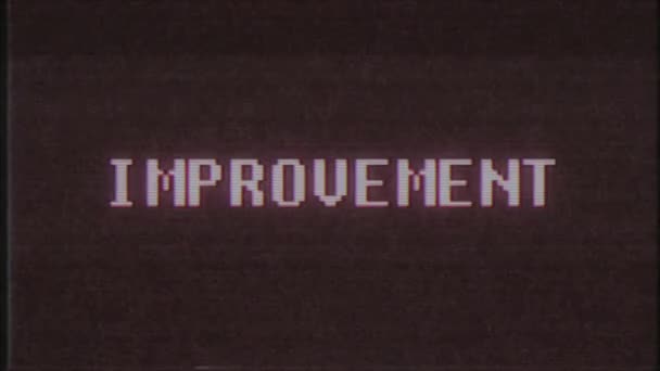 rétro jeu vidéo AMÉLIORATION mot texte ordinateur tv glitch interférence bruit écran animation boucle transparente Nouvelle qualité universel vintage mouvement dynamique animé fond coloré joyeux vidéo m 