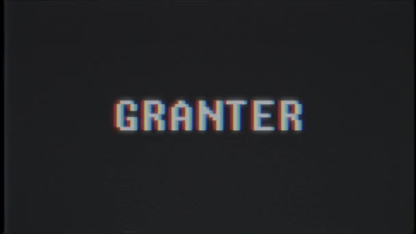 Retro videojáték Granter szó szöveg számítógép tv fénylik zavaró zaj képernyő animáció varrat nélküli hurok új minőségű univerzális évjárat-motion dinamikus animációs háttér színes örömteli videóinak m — Stock videók