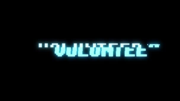 Retro videojáték önkéntes szó szöveg számítógép tv fénylik zavaró zaj képernyő animáció varrat nélküli hurok új minőségű univerzális évjárat-motion dinamikus animációs háttér színes örömteli videóinak m — Stock videók