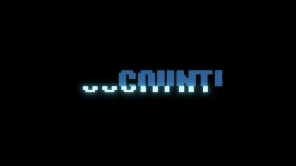 Retro videogame COUNTRY word text computer tv glitch interference noise screen animation seamless loop New quality universal vintage motion dynamic animated background colorful joyful video m — Stock Video