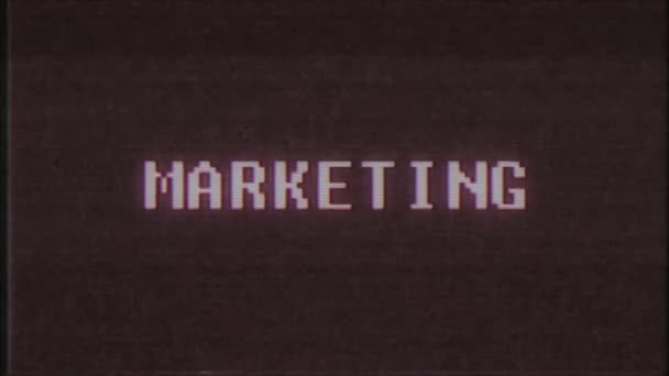 Retro gier wideo marketingu word tekst komputer tv glitch zakłóceń hałasu ekranu animacja Płynna pętla nowe jakości uniwersalny vintage ruchu animowane tła dynamiczne kolorowe radosny wideo m — Wideo stockowe