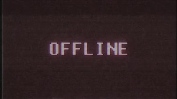 rétro jeu vidéo OFFLINE mot texte ordinateur tv glitch interférence bruit écran animation boucle transparente Nouvelle qualité universel vintage mouvement dynamique animé fond coloré joyeux vidéo m 
