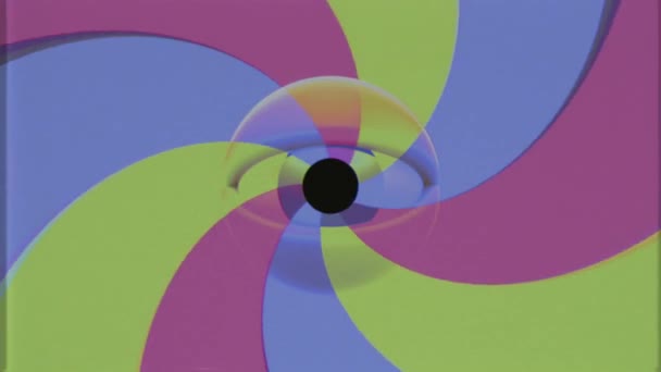 Retro Vhs Tv oog met roterende rgb kleuren spiraal naadloze loops achtergrond intro animatie nieuwe kwaliteit universele vintage dynamische geanimeerde kleurrijke vrolijke leuk cool video-opnames — Stockvideo