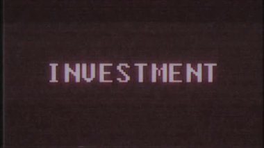 Retro videogame yatırım kelime metin bilgisayar tv arıza parazit gürültü ekran animasyon sorunsuz döngü yeni kalite evrensel vintage hareket dinamik animasyonlu arka plan renkli neşeli video m