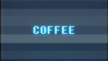 Retro videogame kahve kelime metin bilgisayar tv arıza parazit gürültü ekran animasyon sorunsuz döngü yeni kalite evrensel vintage hareket dinamik animasyonlu arka plan renkli neşeli video m