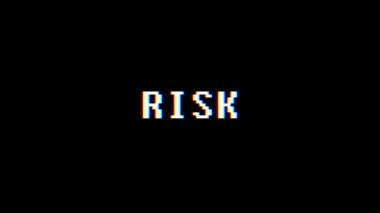 Retro video oyunu Risk kelime metin bilgisayar tv arıza parazit gürültü ekran animasyon sorunsuz döngü yeni kalite evrensel vintage hareket dinamik animasyonlu arka plan renkli neşeli video m