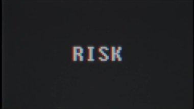 Retro video oyunu Risk kelime metin bilgisayar tv arıza parazit gürültü ekran animasyon sorunsuz döngü yeni kalite evrensel vintage hareket dinamik animasyonlu arka plan renkli neşeli video m