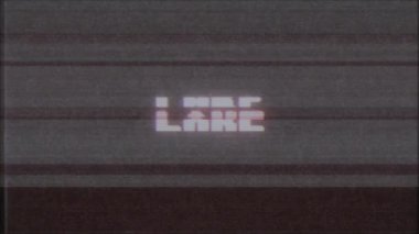 Retro video oyunu Gölü kelime metin bilgisayar tv arıza parazit gürültü ekran animasyon sorunsuz döngü yeni kalite evrensel vintage hareket dinamik animasyonlu arka plan renkli neşeli video m