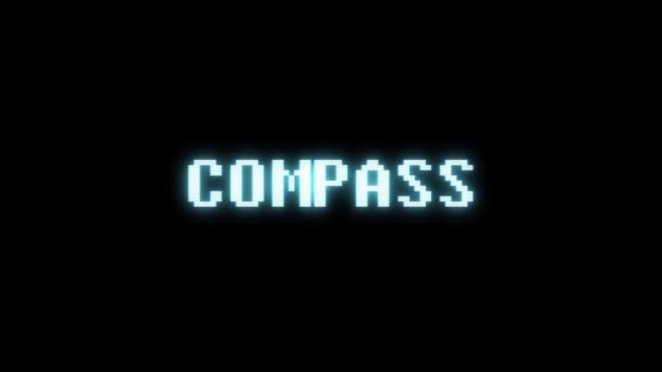 Retro videojuego COMPASS palabra texto ordenador tv glitch interferencia ruido pantalla animación lazo sin costuras nueva calidad universal vintage movimiento dinámico animado fondo colorido alegre vídeo m — Vídeos de Stock