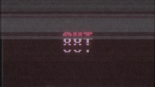 rétro jeu vidéo OUT mot texte ordinateur tv glitch interférence bruit écran animation boucle transparente Nouvelle qualité universel vintage mouvement dynamique animé fond coloré joyeux vidéo m 