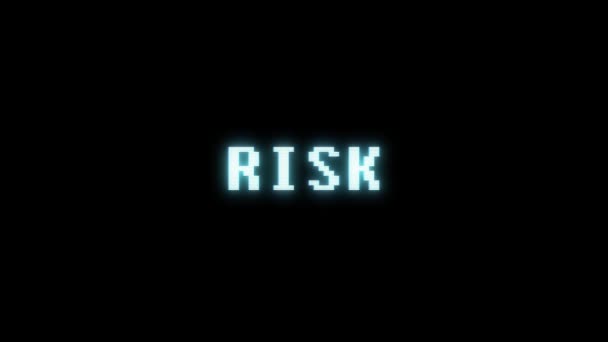 Retro videojáték kockázat szó szöveg számítógép tv fénylik zavaró zaj képernyő animáció varrat nélküli hurok új minőségű univerzális évjárat-motion dinamikus animációs háttér színes örömteli videóinak m — Stock videók