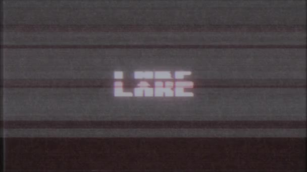 Rétro jeu vidéo LAKE mot texte ordinateur tv glitch interférence bruit écran animation boucle transparente Nouvelle qualité universel vintage mouvement dynamique animé fond coloré joyeux vidéo m — Video