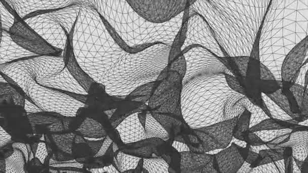 Grid netto abstrakt teckning polygonal wireframe rök moln mjuk rörliga simulering motion grafik animering bakgrunden nya kvalitet retro vintage stil cool trevlig vacker 4k videofilmer — Stockvideo