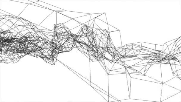Grid netto abstrakt ritning låg polygona wireframe rök moln mjuk flyttar simulering motion graphics animation bakgrund nya kvalitet retro vintage stil cool trevlig vacker 4k videofilmer — Stockvideo