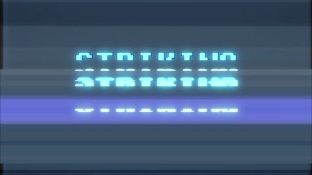 Retro videogame Striking word text dator tv glitch-störningar buller skärm animation sömlös loop nya kvalitet universal vintage motion dynamiska animerad bakgrund färgglada joyful video m — Stockvideo