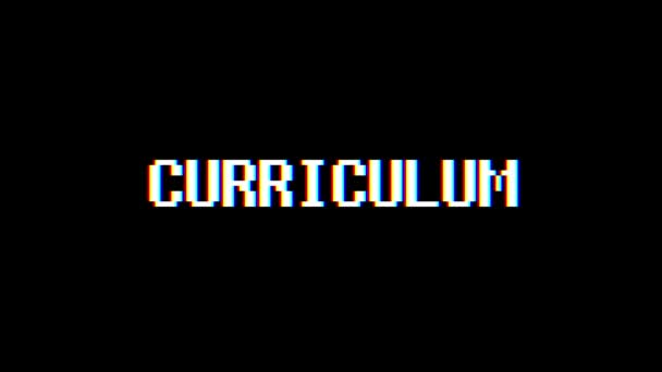 Retro videogame Curriculum word tekst computer tv glitch-storingen lawaai scherm animatie naadloze loops nieuwe kwaliteit universele vintage beweging dynamische geanimeerde achtergrond kleurrijke vrolijke video m — Stockvideo