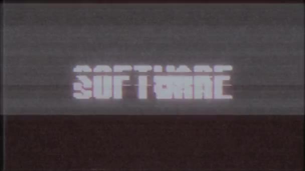 rétro jeu vidéo LOGICIEL mot texte ordinateur tv glitch interférence bruit écran animation boucle transparente Nouvelle qualité universel vintage mouvement dynamique animé fond coloré joyeux vidéo m 