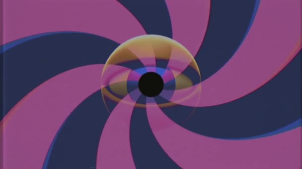 Retro Vhs Tv eye met roterende kleur spiraal naadloze loops achtergrond intro animatie nieuwe kwaliteit universele vintage dynamische geanimeerde kleurrijke vrolijke leuk cool video-opnames — Stockvideo