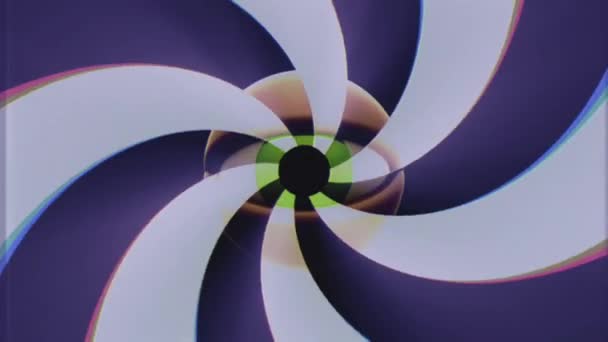 Retro VHS TV eye with rotating shiny color spiral seamless loop background intro animation Nova qualidade universal vintage dinâmico animado colorido agradável legal vídeo metragem — Vídeo de Stock