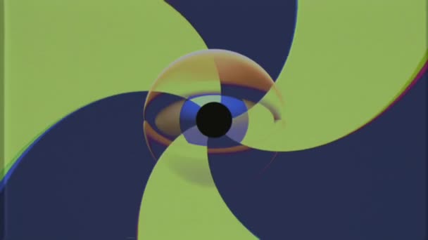 Retro VHS TV eye with rotating shiny color spiral seamless loop background intro animation Nova qualidade universal vintage dinâmico animado colorido agradável legal vídeo metragem — Vídeo de Stock