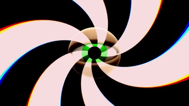 Retro VHS TV eye with rotating spiral seamless loop background intro animation New quality universal vintage dynamic animated colorful joyful nice cool video footage — Stock Video