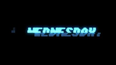 Retro video oyunu Çarşamba kelime metin bilgisayar tv arıza parazit gürültü ekran animasyon sorunsuz döngü yeni kalite evrensel vintage hareket dinamik animasyonlu arka plan renkli neşeli video m