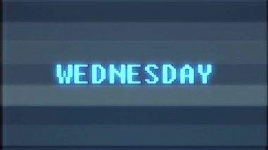 Retro video oyunu Çarşamba kelime metin bilgisayar tv arıza parazit gürültü ekran animasyon sorunsuz döngü yeni kalite evrensel vintage hareket dinamik animasyonlu arka plan renkli neşeli video m