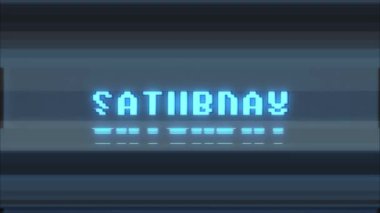 Retro video oyunu Cumartesi kelime metin bilgisayar tv arıza parazit gürültü ekran animasyon sorunsuz döngü yeni kalite evrensel vintage hareket dinamik animasyonlu arka plan renkli neşeli video m