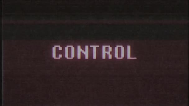 Retro videojuego CONTROL palabra texto ordenador tv glitch interferencia ruido pantalla animación lazo sin costuras Nueva calidad universal vintage movimiento dinámico animado fondo colorido alegre vídeo m — Vídeos de Stock