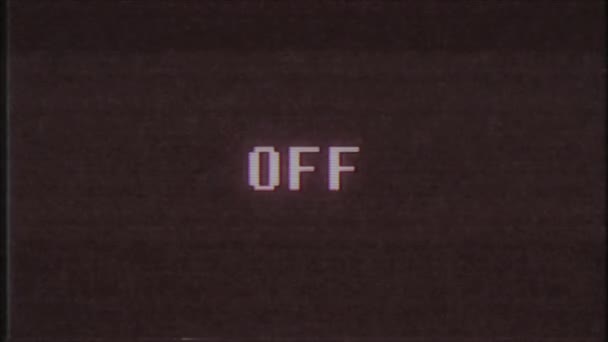 rétro jeu vidéo OFF mot texte ordinateur tv glitch interférence bruit écran animation boucle transparente Nouvelle qualité universelle vintage mouvement dynamique animé fond coloré joyeux vidéo m 