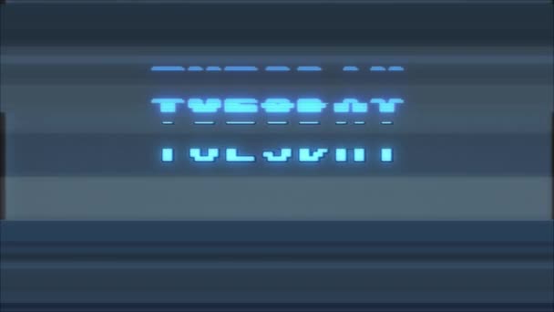 Ретро-видеоигра TUESDAY слово текст компьютерный телевизор глюк помехи шумовой экран анимации бесшовный цикл Новое качество универсальное винтажное движение динамический анимированный фон красочный радостный видео м — стоковое видео