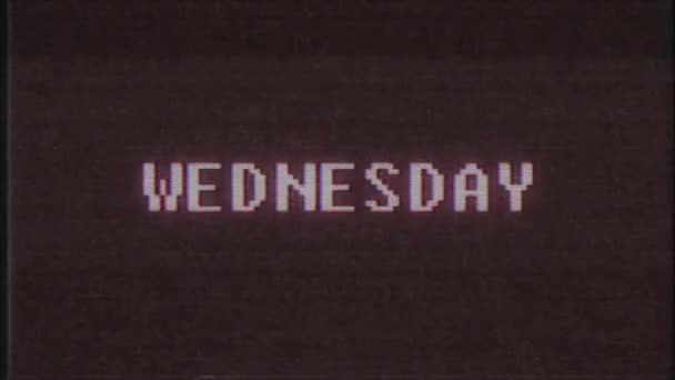 rétro jeu vidéo MERCREDI mot texte ordinateur tv glitch interférence bruit écran animation boucle transparente Nouvelle qualité universel vintage mouvement dynamique animé fond coloré joyeux vidéo m 