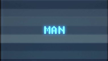 Retro video oyunu adam kelime metin bilgisayar tv arıza parazit gürültü ekran animasyon sorunsuz döngü yeni kalite evrensel vintage hareket dinamik animasyonlu arka plan renkli neşeli video m