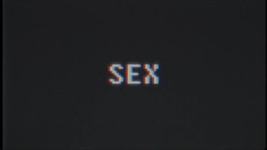 Retro videogame seks kelime metin bilgisayar tv arıza parazit gürültü ekran animasyon sorunsuz döngü yeni kalite evrensel vintage hareket dinamik animasyonlu arka plan renkli neşeli video m