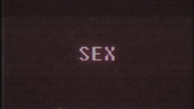 Retro videogame seks kelime metin bilgisayar tv arıza parazit gürültü ekran animasyon sorunsuz döngü yeni kalite evrensel vintage hareket dinamik animasyonlu arka plan renkli neşeli video m