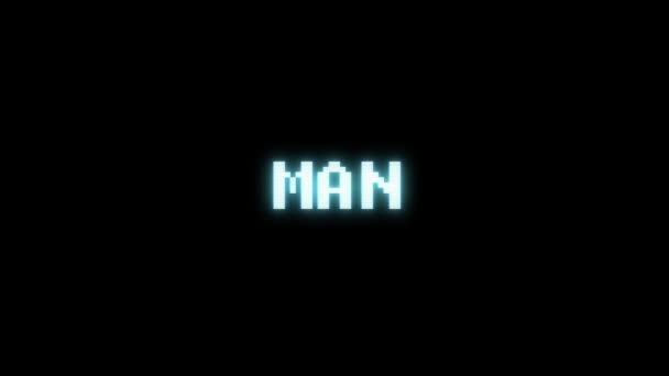 Retro vídeo game MAN word text computer tv glitch interference noise screen animation seamless loop New quality universal vintage motion dynamic animated background colorful joyful vídeo m — Vídeo de Stock